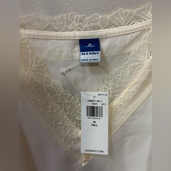 NWT Old Navy Lace-Trim Satin Cami Top, Size Medium Tall, Frosted Cookie - Picture 6 of 8